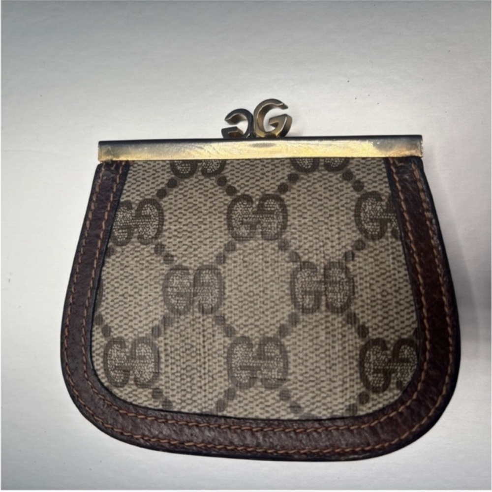 Gucci GG Supreme Coin Purse Arch Kisslock Wallet Brown Monogram Vintage 1970s - Picture 10 of 15